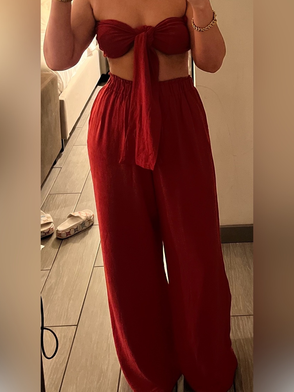 JLUXLABEL Deep Red Two Piece Set